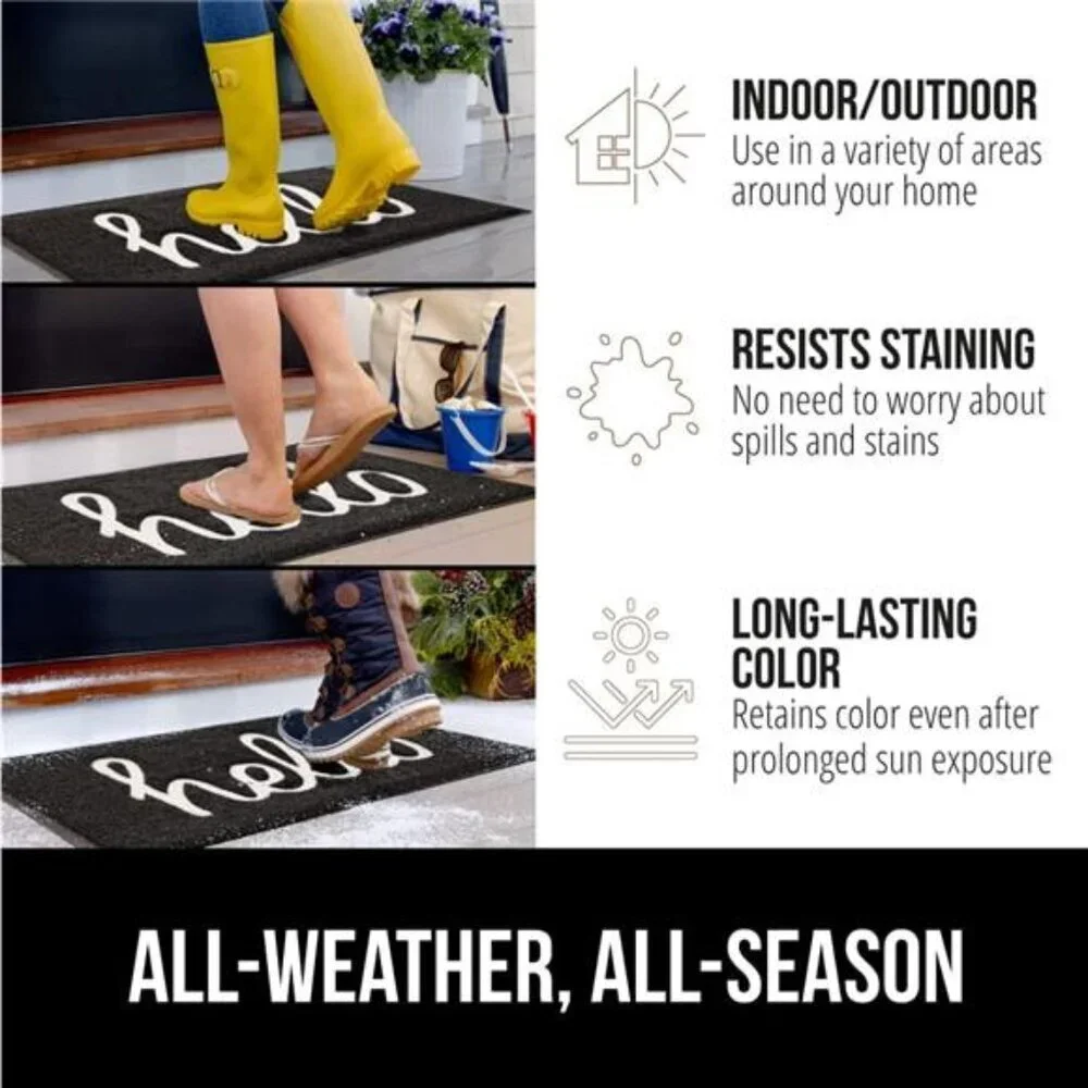 100% WaterResistant All Weather Hello Door Mat,Dirt Grabber Mesh Welcome Doormat